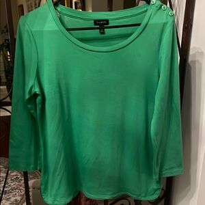 Talbots Kelly Green 3/4 Sleeve Blouse Relaxed Fit